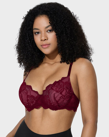 Full-Coverage Lace Push-Up Bra