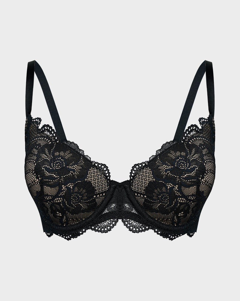Full-Coverage Lace Push-Up Bra