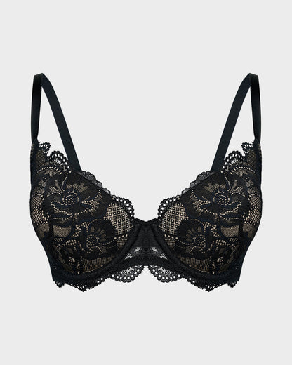 Full-Coverage Lace Push-Up Bra