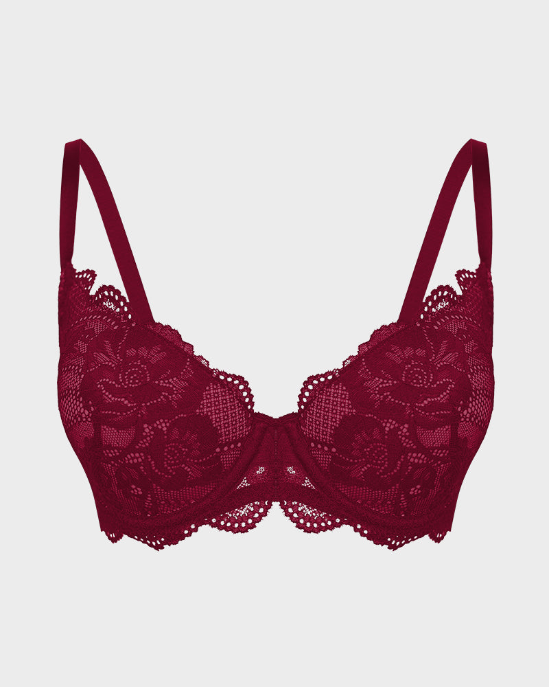 Full-Coverage Lace Push-Up Bra