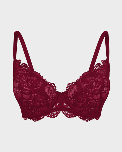 Full-Coverage Lace Push-Up Bra