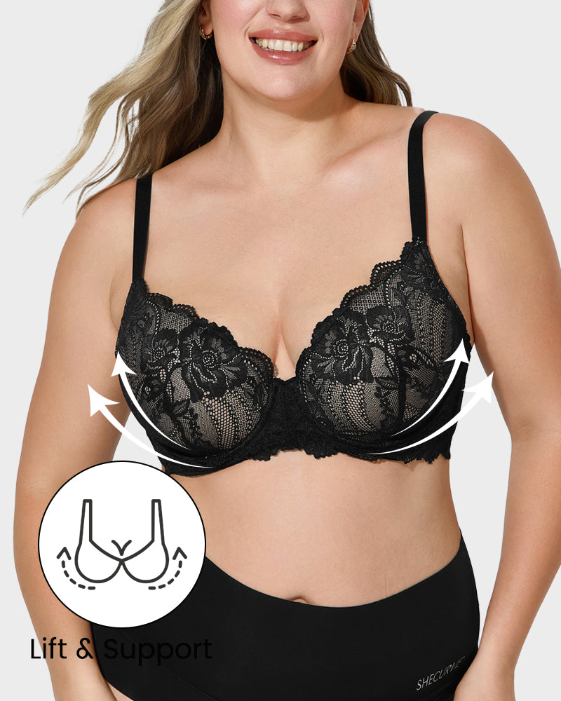 Full-Coverage Lace Push-Up Bra