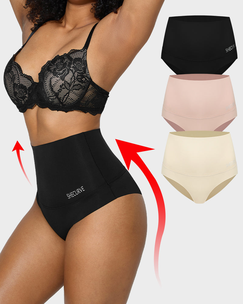 3er-Pack Formhöschen mit hoher Taille und flachem Bauch