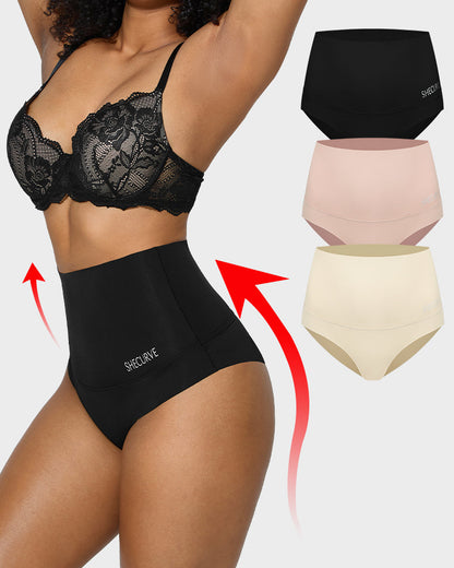 3er-Pack Formhöschen mit hoher Taille und flachem Bauch