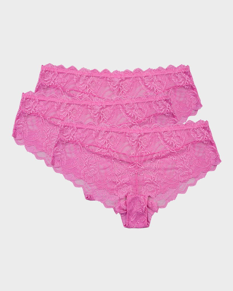 Floral Lace Seamless Brief Panty — Pack of 3